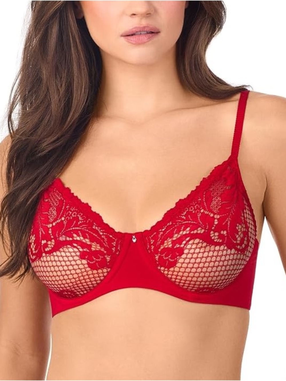 Le Mystere Red Lace Underwire Allure Unlined Demi Bra